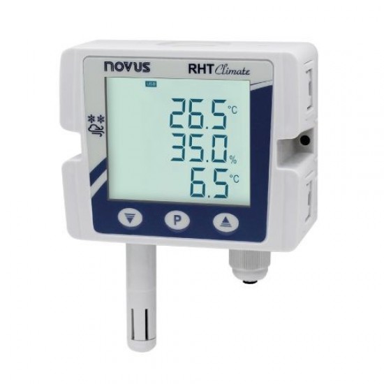 TRANSMISSOR DE TEMPERATURA E UMIDADE, COM DISPLAY, HASTE 150MM, MODELO RHT CLIMATE-DM-485-LCD-150, MARCA NOVUS